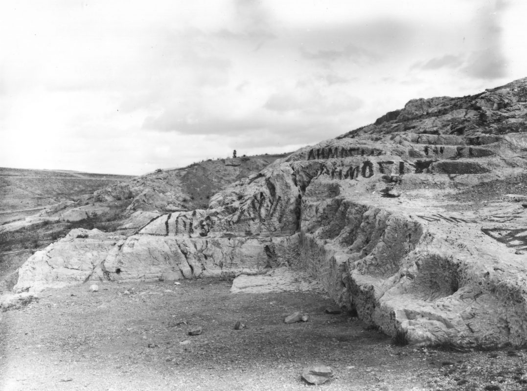 The word ΔΗΜΟΣΙΟΝ (PUBLIC) was employed to avert the imminent danger of quarrying the "Eptathronon" (Nicholson Museum, Professor W.J. Woodhouse Collection).