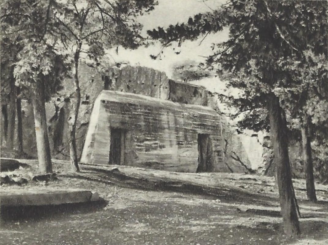 During World War II, the so-called "Prison of Socrates" is further supported by reinforced concrete and becomes a hideout for antiquities (Atlantis - M. Pechlivanidis & CO publications).